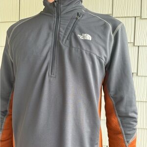 North Face Men’s Gray and Orange Pullover, Size Large